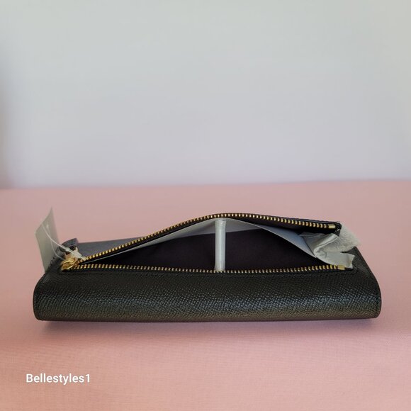 COACH Wyn Envelope Crossgrain Leather Wallet- Black color⭐ - Picture 8 of 16